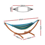 Gardeon Hammock Bed Outdoor Camping Timber Hammock Wooden Stand HM-TIM-ARC-DOU-BLUE