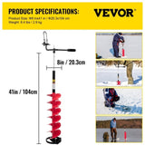 VEVOR Ice Drill Auger, 8\'\' Diameter Nylon Ice Auger, 41\'\' Length Ice Auger Bit, Auger Drill with V952-BZHSNLYC41348EQK6V0