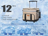 Rolling Cooler Bag with Wheels 12L Large Capacity Dual Compartment 3-Layer Insulation 3 Carry Ways V1370-AZ4-09194