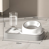 2 pcs Grey and White Cat Feeding Station with Water Dispenser & Slow Feeder Bowl Plus Cat Scratching V888-ELOSUNG53322