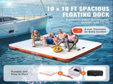 Inflatable Floating Dock, 10 x 10FT Inflatable Dock Platform, Non-Slip Water Floating Dock Mat with V952-CQFT10X6FTBJGZ8S7V0