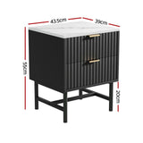 Artiss 2x Bedside Table 2 Drawers - Black FUR-S-BS-03-WHBKX2