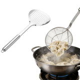 2Pcs Multi Kitchen Utensil Stainless Steel Cooking Skimmer Slotted Fish Turner Spatula Spoon V1192-AZ-W-17419