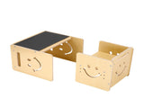Montessori Weaning Table and Chair Set, 3 In 1 Wooden Toddler Table and Chairs with Chalkboard, V952-ETDNZY1708118E4HMV0