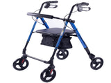 EQUIPMED 4 Wheel Lightweight Rollator Walker, Aluminium Frame, Seat, Carry Bag, for Seniors, Blue V219-HELWLKEQ95BB