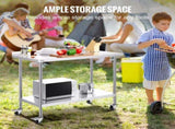 24 x 48 x 40 Inch Stainless Steel Work Table, Commercial Food Prep Worktable with Casters, Heavy V952-CFBXGGZTLCDJOVC8PV0