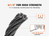 T316 Stainless Steel Cable 3.18mm 7x7 Steel Wire Rope 152.4m Cable Railing V952-FHGSSFH31618GCIQIV0