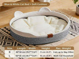 Handwoven Cotton Rope Cat Bed with Adorable Cat-Ear Design, Breathable Oval Nest with Front Opening V1341-ZY-XQJER22K-H1