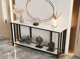 2-Tier White Marble Entryway Console Table Extra Long Foyer Couch Table V767-JJ-XZ841