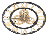 Large 3D Retro Wall Clock 34CM Vintage Wooden Gear Wall Clock Numerals Industrial Style Clocks for V1294-YM0901-3115240034511