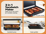Devanti K7 Cordless Stick Vacuum Cleaner plus Sandwich Maker Panini Press VAC-K7-RD-SM-1SET-BK