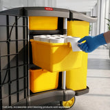 AUCH Double Bag Janitor Cleaning Trolley, Housekeeping Cart, Lockable Cabinet with Storage Tubs, V219-MATJANAC11YB