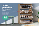 Artiss Shoe Rack Cabinet 60 Pairs 4 Doors - Wood FURNI-L-SHOE-4D3R-WD-AB