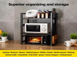 3-Tier Microwave Stand Oven Rack Height Adjustable and Extendable Stainless Steel Kitchen Storage V985-MICROWAVESHELF