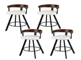 4x Artiss Bar Stools Swivel Kitchen Chairs Metal Legs Bentwood Counter White PU BA-TW-W0100-WHX4