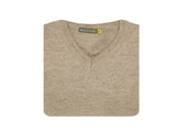 100% Shetland Ragg Wool V Neck Knit Jumper Pullover Mens Sweater Knitted - Oat Marle - XL V563-SW-VN-OATMRL03-XL