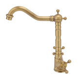 European Antique Brass Bathroom Faucet Double Handle Cross Knob Kitchen Faucet Hot Cold Water Tap V1294-YM0626-3112220096411