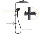 WELS Matt Black Dual Shower 12" Large Shower Rain Head Handheld Silde Wall Rail Mixer Set V1233-C4902B22PHR002M4CBKSR112BKRD201B