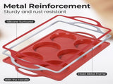 Silicone Muffin Top Pan & Metal Frame Round Egg Baking Pan V1258-DP02-C-28