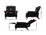 Artiss Recliner Armchair Black Faux Leather Domini RECLINER-A6-BK