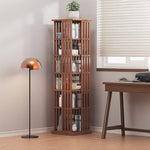 360 Rotating Bookshelf Bamboo Storage Display Rack Shelving in Dark Wood V63-842471