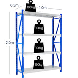 4-Bay shelving 4m-wide 400kg 4XLS-099