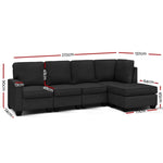 Artiss Modular Sofa Chaise Set 5-seater Dark Grey SBED-C-EP05-DA-GY-ABCDE