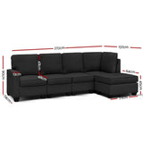 Artiss Modular Sofa Chaise Set 5-seater Dark Grey SBED-C-EP05-DA-GY-ABCDE