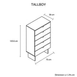 Tallboy with Melamine Finishing 5 Drawers V43-TBY-MYLS