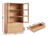 Artiss Buffet Sideboard Cabinet 180cm Hutch Storage Kitchen Drawer Door Wood FUR-C-GLASS-SID180-WD-ABC