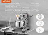 Commercial Food Mixer, 10L Commercial Stand Mixer with 3 Adjustable Speeds, 550W Dough Mixer with V952-ZXSPJBJ10QT66CB89V3