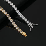 Heart Tennis Bracelet for Women with Micro-Paved Zirconia, 7 Inch Silver Bracelet V1188-MS-617-126