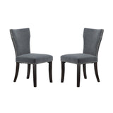 Set 2 Studded Grey Velvet Look Armless Dining Chairs 94cm V637-20939