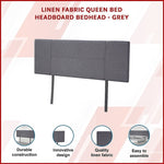 Linen Fabric Queen Bed Headboard Bedhead - Grey V63-800777