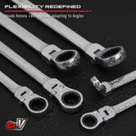 SEDY 6Pcs Extra Long Flex-Head Ratchet Spanner Set Double Box End Spanner 8-19mm V465-81057