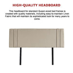 Linen Fabric Queen Bed Deluxe Headboard Bedhead - Beige V63-821553