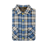 Mens Flannelette Long Sleeve Shirt 100% Cotton Check - Full Placket - Spanish Blue - 3XL V563-FS-FP22-149-3XL