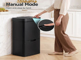 Devanti 72L Sensor Bin Rubbish Bins 4-in-1 Compartment Stainless Steel Trash Can Black SB-E-3C-72L-BK