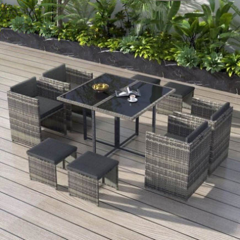 Horrocks 8 Seater Outdoor Dining Set-Grey V264-OTF-503S-LGR