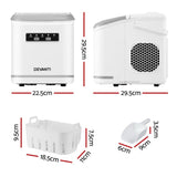 Devanti Ice Maker Machine Portable 12kg Countertop w/Self Cleaning 1.3L White IM-ZB12K-WH
