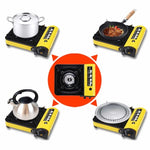 Portable Butane Stove Gas Burner Yellow with BBQ Grill Plate GASBURNERYELLOWWITHPLATE