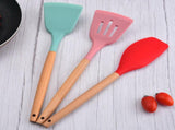 12pcs Cooking Utensils Set Silicone Colorful Wood Handle Cooking Kitchen Utensil Set Colorful V1294-YM0717-3118220192511
