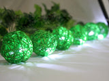 1 Set of Green 5cm Rattan Cane 50 Ball Battery Powered LONG 5m String Lights Christmas Gift Home V382-GREENRATTBALLBATT50