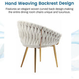 SERENIT Ivory Modern Velvet Dining Chairs, Upholstered Living Room Chair with Woven Back and Golden V255-SE-GP1801-DC-IVORY