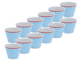 12PCS Light Blue Dot Pattern Imitation Ceramic Water Cup Drinking Mug for Restaurant School Gift V1294-YM0901-3118210153011