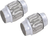 2PCS Exhaust Flex Pipe Stainless Steel Double Braid 1.75" x 4" w/Ends 4" Long V1258-DP02-WO-317