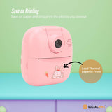Kids Rechargeable Instant Print Camera Pink - Digital Thermal Photo Video MP3 V238-SUPDZ-40832782696528
