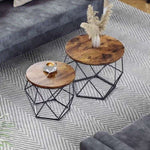 VASAGLE Set of 2 Rustic Brown and Black Coffee Tables with Robust Steel Frame V227-9101101035472