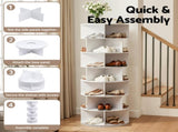Artiss 7 Tier 360&deg Rotating Shoe Rack Storage Display Shelf White DIY-SHOE-ROT01-WH