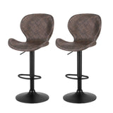 Artiss 2x Bar Stools Kitchen Swivel Gas Lift Counter Chair Wing PE Rattan Brown BA-K-1004-BRX2